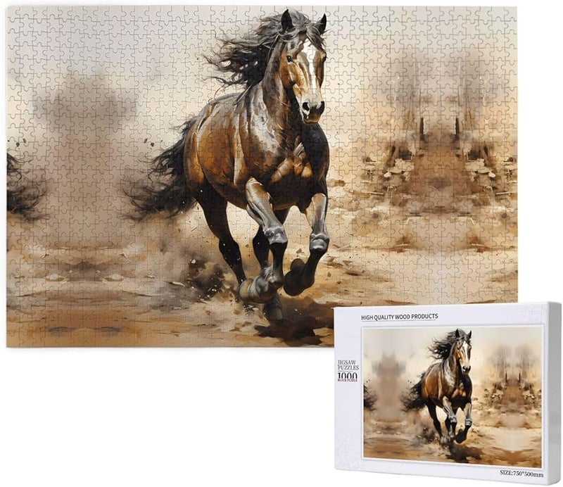 لغز أحجية حصان الغرب فايا 1000 قطعة للبالغين ديكور المنزل 29.5 × 19.7 بوصة - Image 1